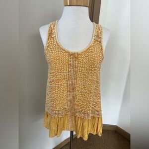 Eri + Ali Womens Small Yellow Peplum Tank‎ Top